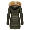 Marikoo Rose Damen Winter Jacke gesteppt lang B647 Grün-Größe XL - Gr. 42