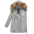 Marikoo Rose Damen Winter Jacke gesteppt lang B647 Grau-Größe S - Gr. 36