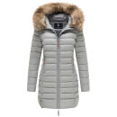Marikoo Rose Damen Winter Jacke gesteppt lang B647 Grau-Größe S - Gr. 36