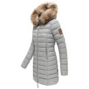 Marikoo Rose Damen Winter Jacke gesteppt lang B647 Grau-Größe S - Gr. 36