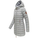 Marikoo Rose Damen Winter Jacke gesteppt lang B647 Grau-Größe S - Gr. 36