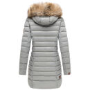 Marikoo Rose Damen Winter Jacke gesteppt lang B647 Grau-Größe L - Gr. 40