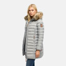 Marikoo Rose Damen Winter Jacke gesteppt lang B647 Grau-Größe XL - Gr. 42