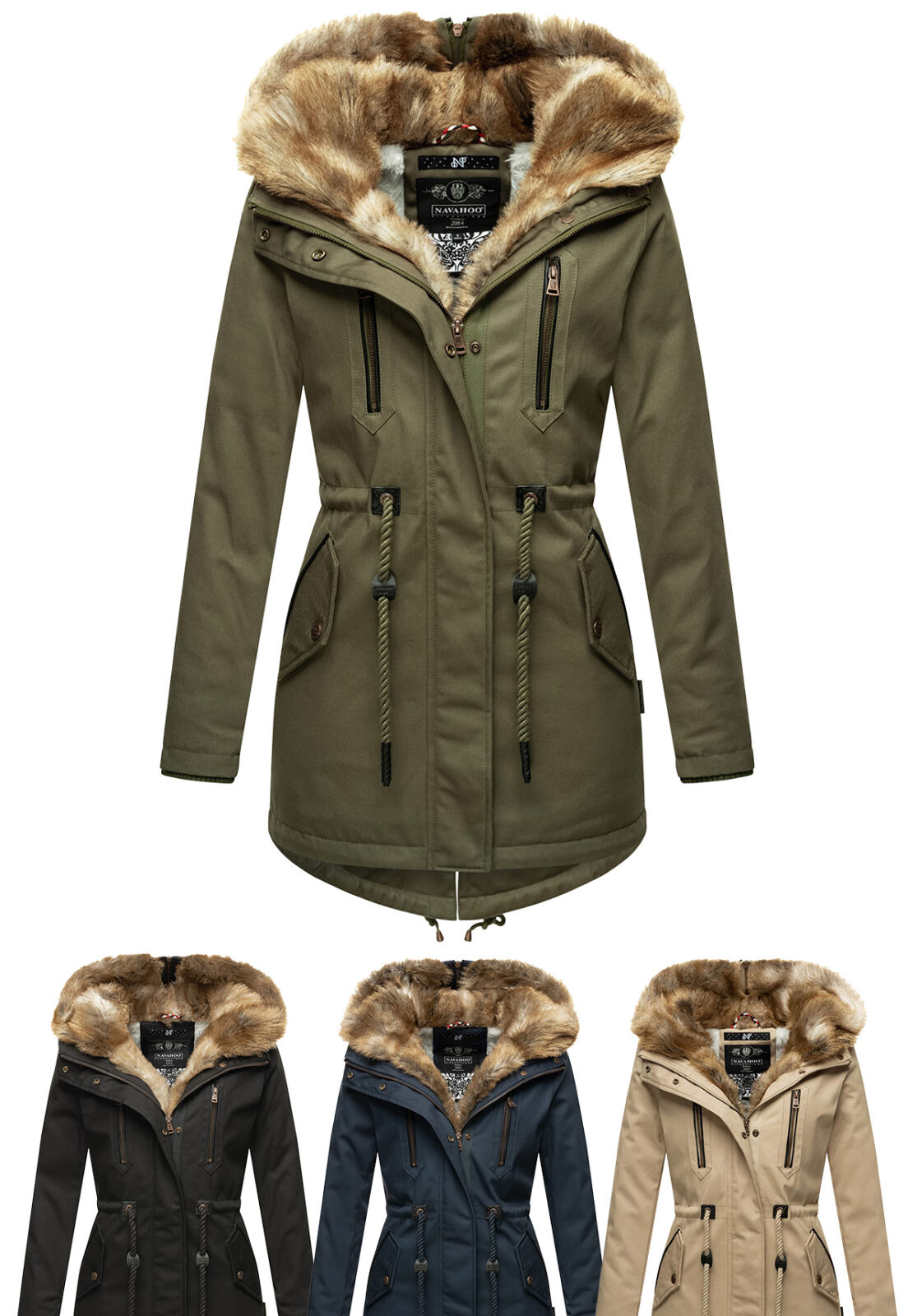 Navahoo Diamond warme Damen Winter Jacke lang mit Teddyfell Navahoo Diamond warme Damen Winter Jacke lang mit Teddyfell