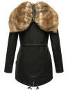 Navahoo Diamond warme Damen Winter Jacke lang mit Teddyfell B648 Schwarz Größe XS - Gr. 34