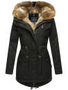 Navahoo Diamond warme Damen Winter Jacke lang mit Teddyfell B648 Schwarz Größe S - Gr. 36