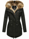 Navahoo Diamond warme Damen Winter Jacke lang mit Teddyfell B648 Schwarz Größe XXL - Gr. 44