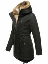 Navahoo Diamond warme Damen Winter Jacke lang mit Teddyfell B648 Schwarz Größe XXL - Gr. 44