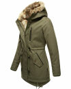 Navahoo Diamond warme Damen Winter Jacke lang mit Teddyfell B648 Grün  Größe XS - Gr. 34