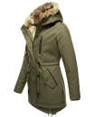 Navahoo Diamond warme Damen Winter Jacke lang mit Teddyfell B648 Grün  Größe S - Gr. 36