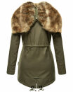 Navahoo Diamond warme Damen Winter Jacke lang mit Teddyfell B648 Grün  Größe S - Gr. 36