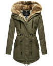 Navahoo Diamond warme Damen Winter Jacke lang mit Teddyfell B648 Grün  Größe L - Gr. 40