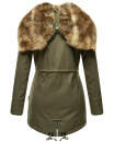 Navahoo Diamond warme Damen Winter Jacke lang mit Teddyfell B648 Grün  Größe XXL - Gr. 44