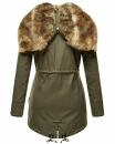 Navahoo Diamond warme Damen Winter Jacke lang mit Teddyfell B648 Grün  Größe XXL - Gr. 44
