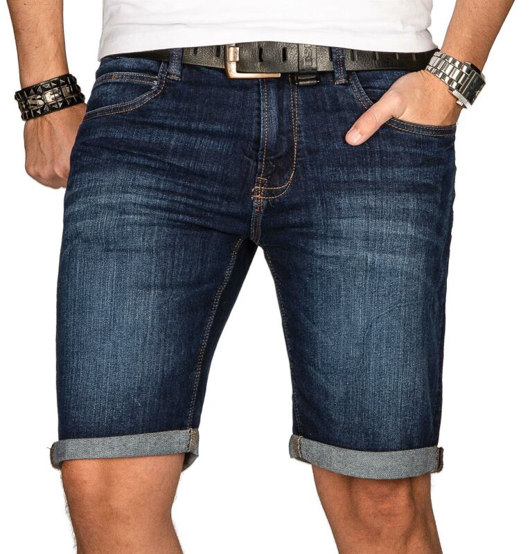 Indicode Herren Sommer Jeans Shorts kurze Hose B556 Dunkelblau Größe S - Gr. S