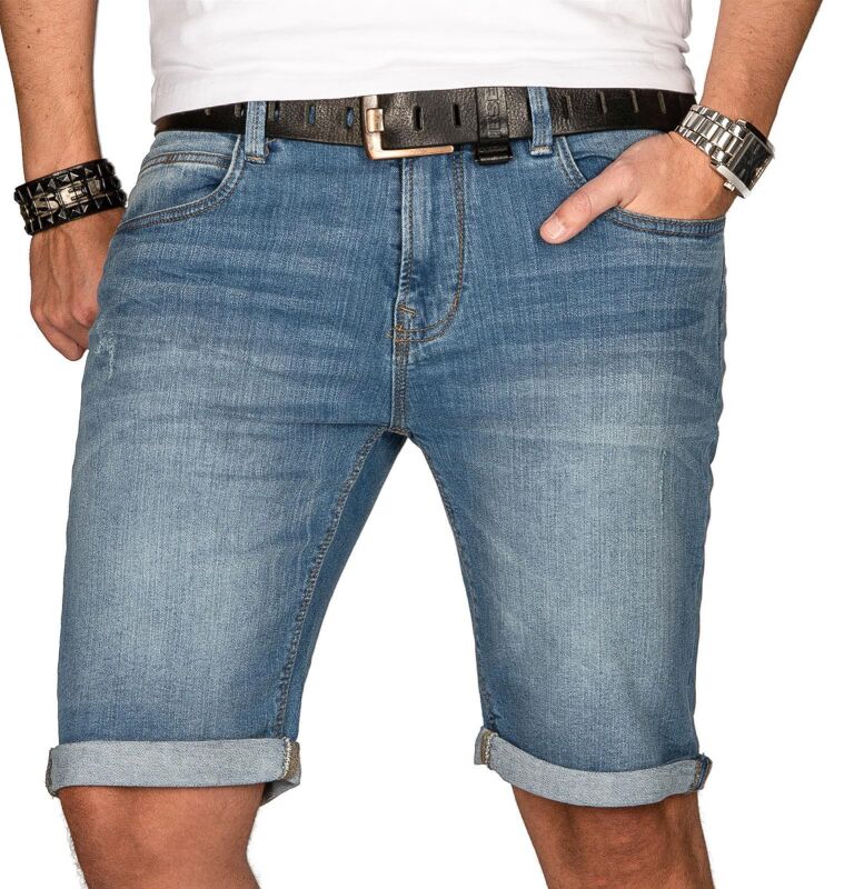 Indicode Herren Sommer Jeans Shorts kurze Hose B556 Hellblau Größe S - Gr. S