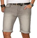 Indicode Herren Sommer Jeans Shorts kurze Hose B556 Grau Größe L - Gr. L