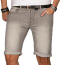 Indicode Herren Sommer Jeans Shorts kurze Hose B556 Grau Größe XL - Gr. XL
