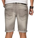 Indicode Herren Sommer Jeans Shorts kurze Hose B556 Grau Größe XL - Gr. XL
