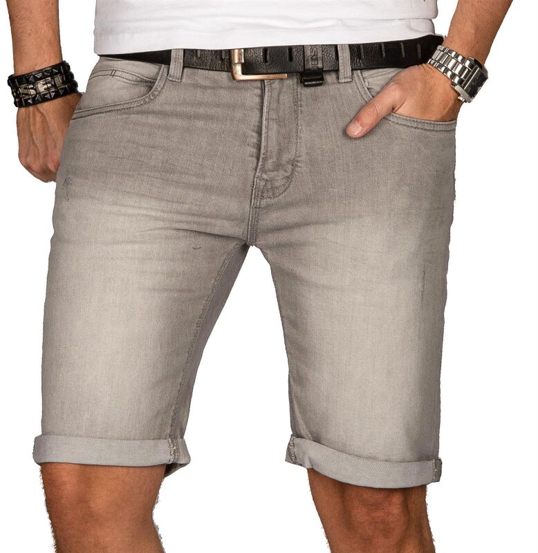 Indicode Herren Sommer Jeans Shorts kurze Hose B556 Grau Größe XXL - Gr. 2XL