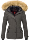 Navahoo warme Damen Winter Jacke mit Kunstfell B392 Anthrazit Größe S - Gr. 36