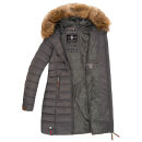 Marikoo Rose Damen Winter Jacke gesteppt lang B647 Anthrazit-Größe L - Gr. 40