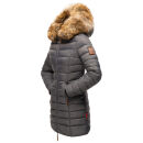Marikoo Rose Damen Winter Jacke gesteppt lang B647 Anthrazit-Größe XL - Gr. 42