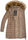 Marikoo Rose Damen Winter Jacke gesteppt lang B647 Taupe Größe XS - Gr. 34