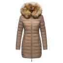 Marikoo Rose Damen Winter Jacke gesteppt lang B647 Taupe-Größe XS - Gr. 34