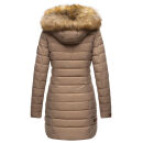 Marikoo Rose Damen Winter Jacke gesteppt lang B647 Taupe-Größe XS - Gr. 34