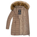 Marikoo Rose Damen Winter Jacke gesteppt lang B647 Taupe-Größe XS - Gr. 34