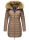 Marikoo Rose Damen Winter Jacke gesteppt lang B647 Taupe Größe XS - Gr. 34