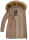 Marikoo Rose Damen Winter Jacke gesteppt lang B647 Taupe Größe XS - Gr. 34