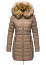 Marikoo Rose Damen Winter Jacke gesteppt lang B647 Taupe Größe S - Gr. 36