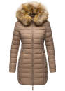 Marikoo Rose Damen Winter Jacke gesteppt lang B647 Taupe Größe M - Gr. 38