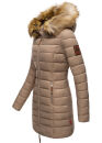 Marikoo Rose Damen Winter Jacke gesteppt lang B647 Taupe Größe L - Gr. 40