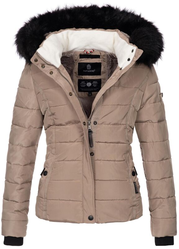 Navahoo Damen Winter Stepp Jacke gefüttert mit Teddyfell B355 Taupe Größe M - Gr. 38