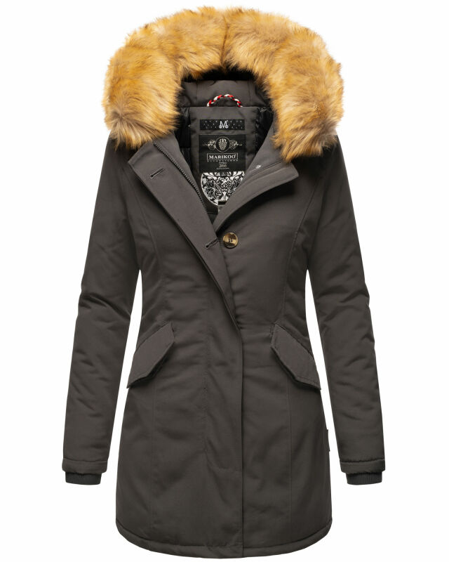 Marikoo Damen Winter Jacke Parka warm gefüttert B362 Anthrazit Größe XS - Gr. 34