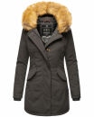 Marikoo Damen Winter Jacke Parka warm gefüttert B362 Anthrazit Größe L - Gr. 40