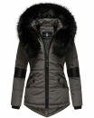 Navahoo Damen Winter Jacke Designer Parka mit Kunstfell B369 Anthrazit Größe S - Gr. 36