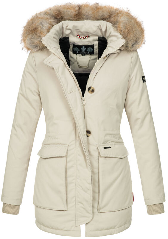 Navahoo Schneeengel Damen Winter Jacke warm gefüttert mit Kapuze B612 Creme Größe S - Gr. 36