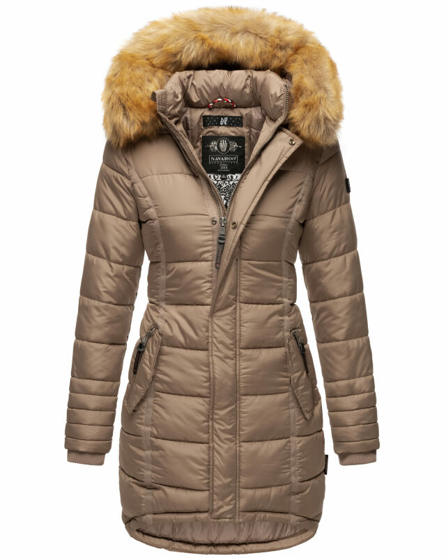 Navahoo Damen Winter Jacke Steppjacke warm gefüttert B374 Taupe Größe XS - Gr. 34