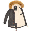 Navahoo warme Damen Winter Jacke mit Teddyfell B399 Anthrazit Größe XS - Gr. 34