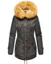 Navahoo warme Damen Winter Jacke mit Teddyfell B399 Anthrazit Größe XS - Gr. 34