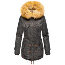 Navahoo warme Damen Winter Jacke mit Teddyfell B399 Anthrazit Größe XS - Gr. 34