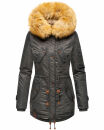 Navahoo warme Damen Winter Jacke mit Teddyfell B399 Anthrazit Größe S - Gr. 36