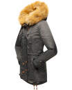 Navahoo warme Damen Winter Jacke mit Teddyfell B399 Anthrazit Größe S - Gr. 36