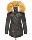 Navahoo warme Damen Winter Jacke mit Teddyfell B399 Anthrazit Größe M - Gr. 38