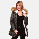 Navahoo warme Damen Winter Jacke mit Teddyfell B399 Anthrazit Größe XL - Gr. 42