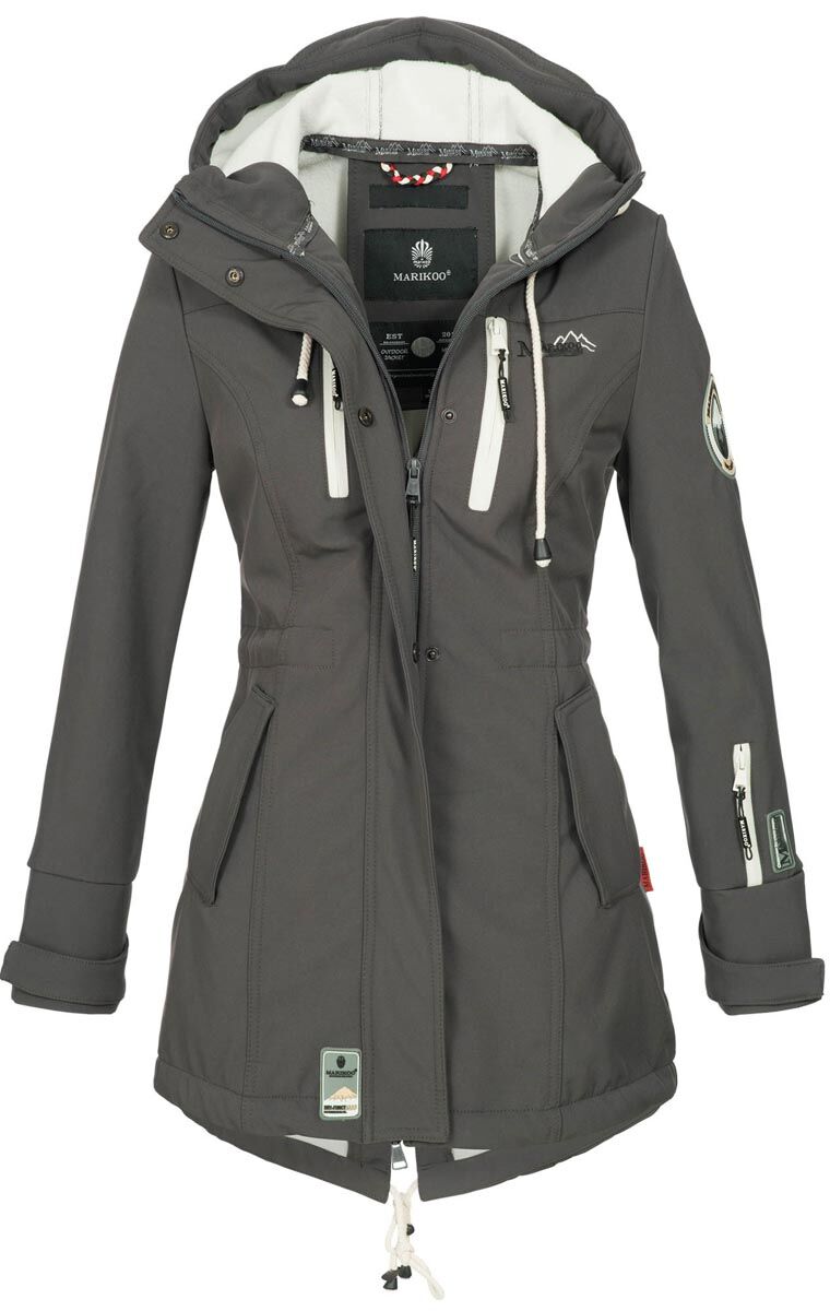 Marikoo overgangsjas voor dames, softshellmantel met capuchon, Mount Furnica, XS tot 3XL, XS